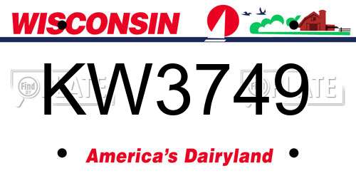 KW3749 Wisconsin License Plate