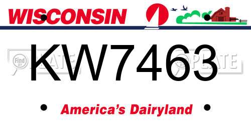 KW7463 Wisconsin License Plate