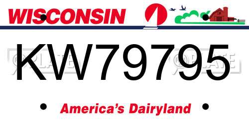 KW79795 Wisconsin License Plate