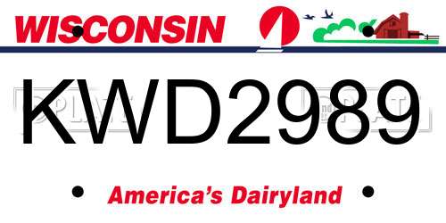 KWD2989 Wisconsin License Plate