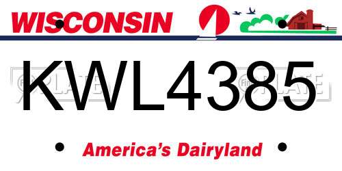 KWL4385 Wisconsin License Plate