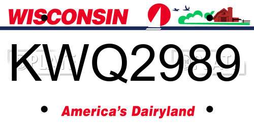 KWQ2989 Wisconsin License Plate