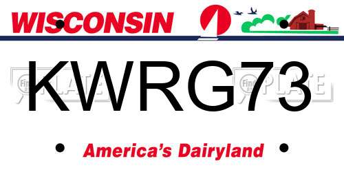 KWRG73 Wisconsin License Plate