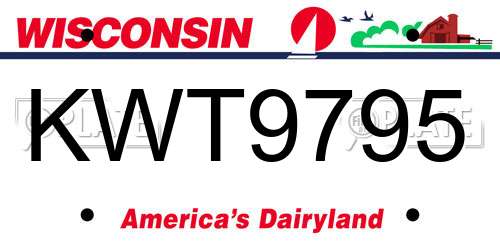 KWT9795 Wisconsin License Plate