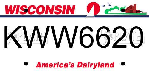 KWW6620 Wisconsin License Plate