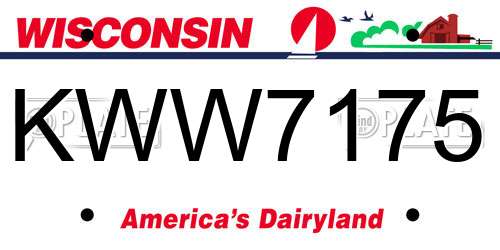 KWW7175 Wisconsin License Plate