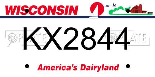 KX2844 Wisconsin License Plate