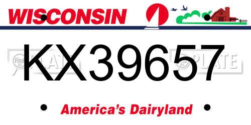 KX39657 Wisconsin License Plate