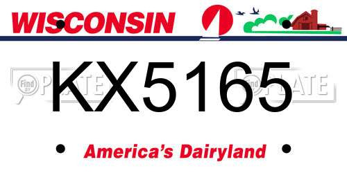 KX5165 Wisconsin License Plate
