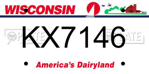 KX7146 Wisconsin License Plate