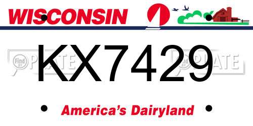KX7429 Wisconsin License Plate