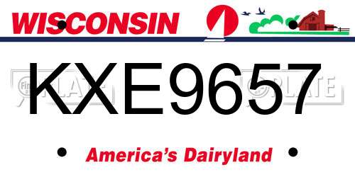 KXE9657 Wisconsin License Plate