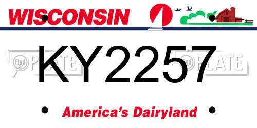 KY2257 Wisconsin License Plate