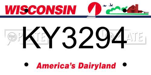 KY3294 Wisconsin License Plate