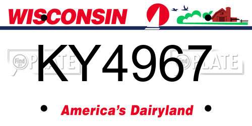KY4967 Wisconsin License Plate