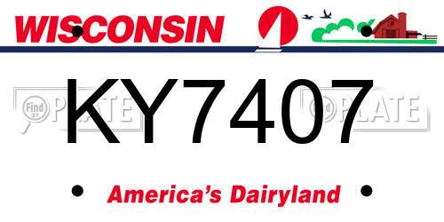 KY7407 Wisconsin License Plate