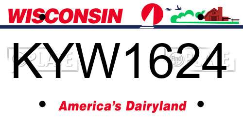 KYW1624 Wisconsin License Plate