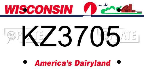 KZ3705 Wisconsin License Plate