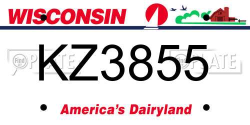 KZ3855 Wisconsin License Plate
