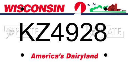 KZ4928 Wisconsin License Plate