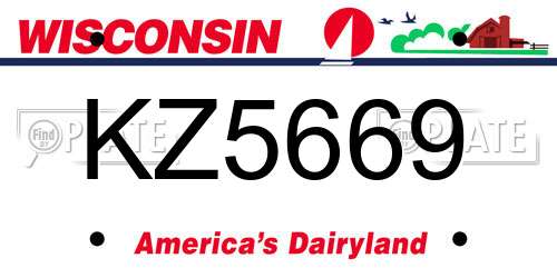 KZ5669 Wisconsin License Plate