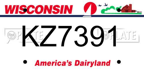 KZ7391 Wisconsin License Plate