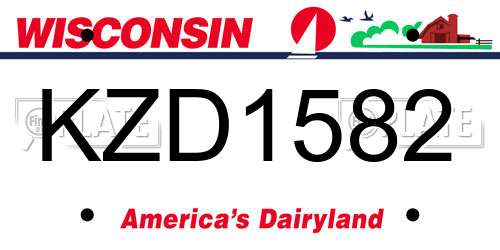 KZD1582 Wisconsin License Plate