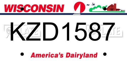 KZD1587 Wisconsin License Plate