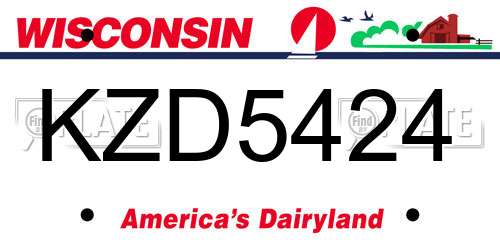 KZD5424 Wisconsin License Plate