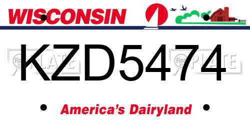 KZD5474 Wisconsin License Plate