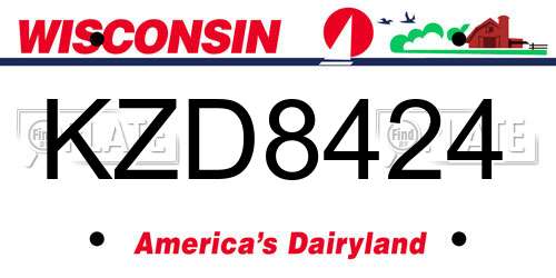KZD8424 Wisconsin License Plate