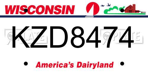 KZD8474 Wisconsin License Plate