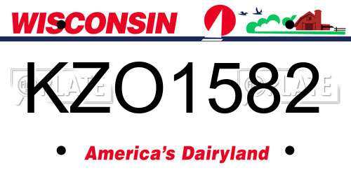 KZO1582 Wisconsin License Plate