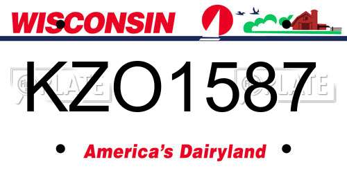 KZO1587 Wisconsin License Plate