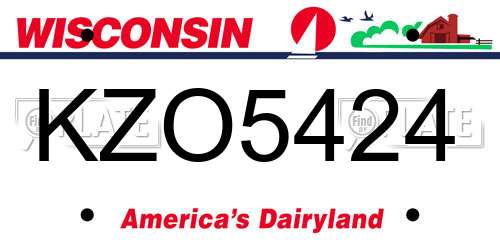 KZO5424 Wisconsin License Plate