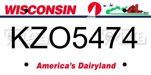 KZO5474 Wisconsin License Plate