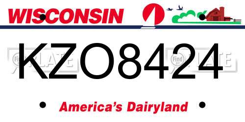 KZO8424 Wisconsin License Plate