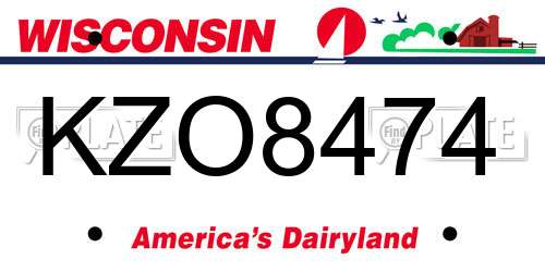 KZO8474 Wisconsin License Plate