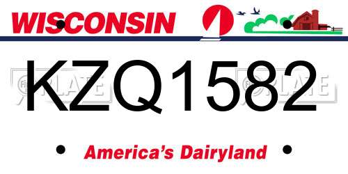 KZQ1582 Wisconsin License Plate