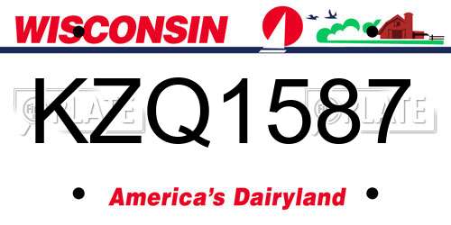KZQ1587 Wisconsin License Plate