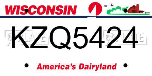 KZQ5424 Wisconsin License Plate