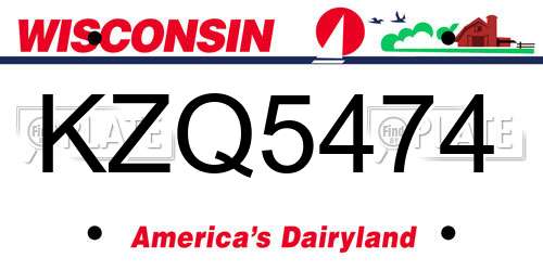 KZQ5474 Wisconsin License Plate