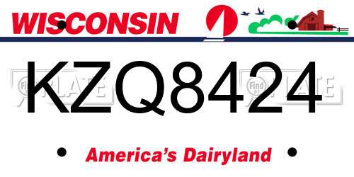 KZQ8424 Wisconsin License Plate