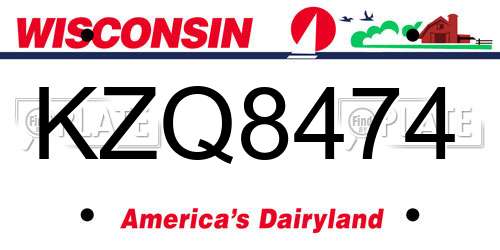KZQ8474 Wisconsin License Plate