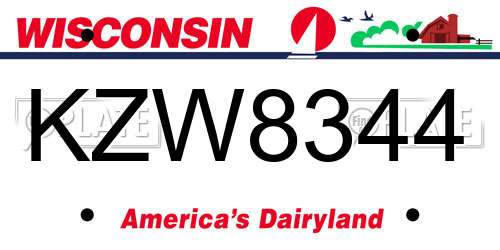 KZW8344 Wisconsin License Plate