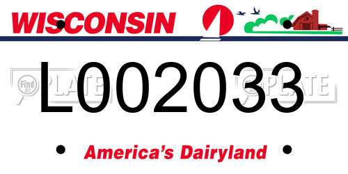 L002033 Wisconsin License Plate