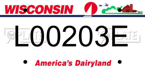 L00203E Wisconsin License Plate