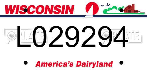 L029294 Wisconsin License Plate
