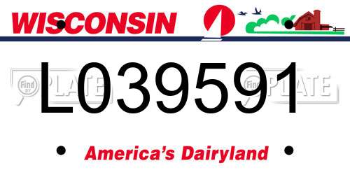 L039591 Wisconsin License Plate