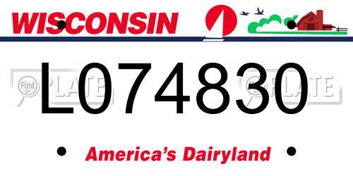 L074830 Wisconsin License Plate